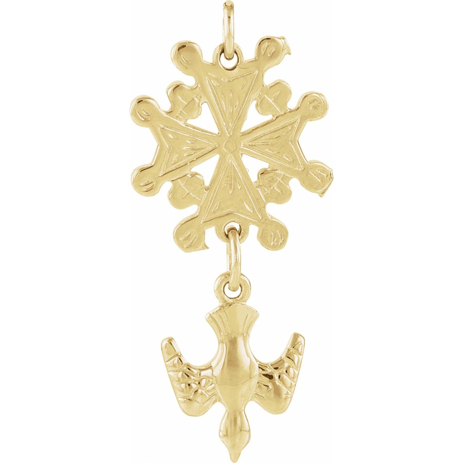 Huguenot Cross Pendant in 14K Rose Gold