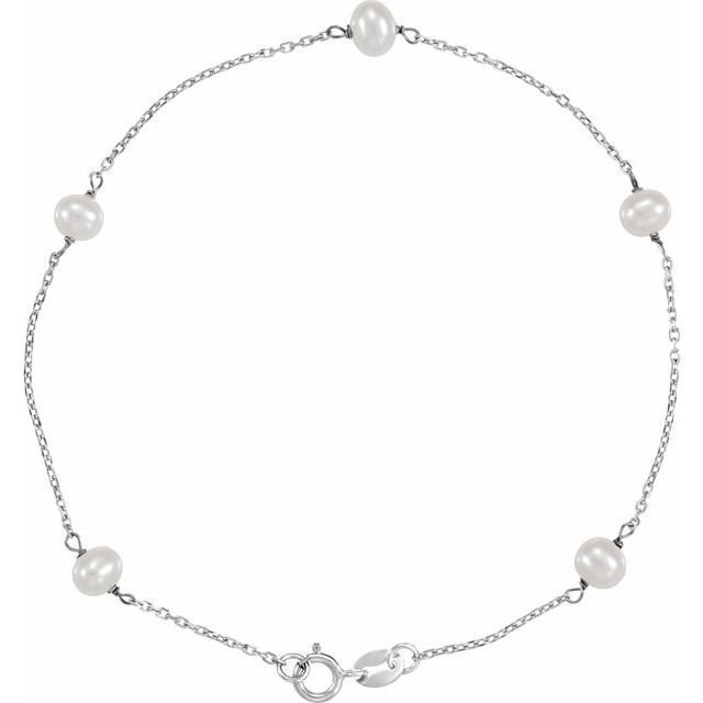 freshwater pearl five-station bracelet in 14k white gold