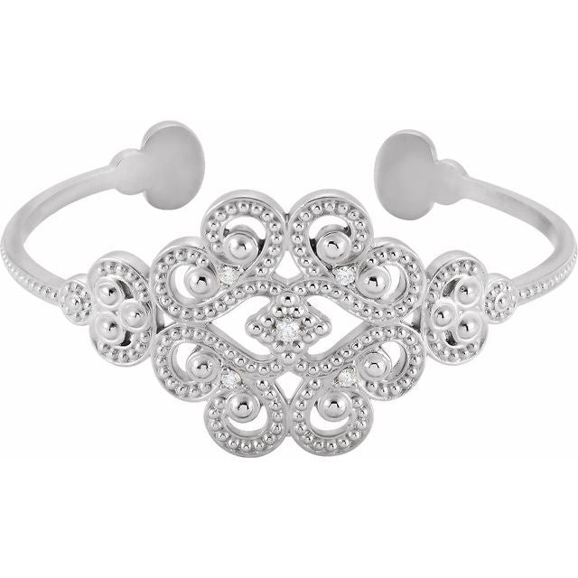 granulated diamond cuff bracelet in sterling silver