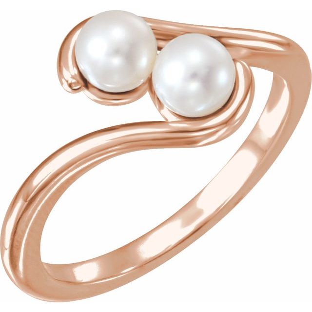 two-stone cultured pearl ring in 14k rose gold