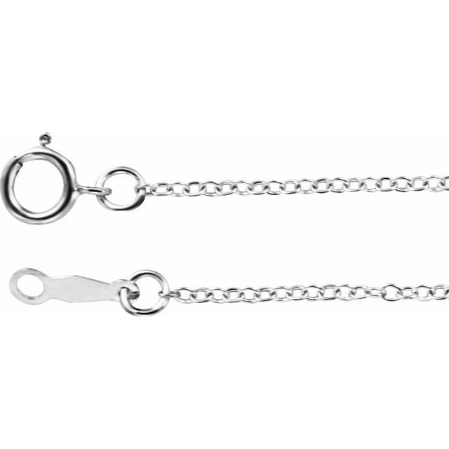 1mm diamond-cut cable gold chain necklace in 18k white gold, 24 inch