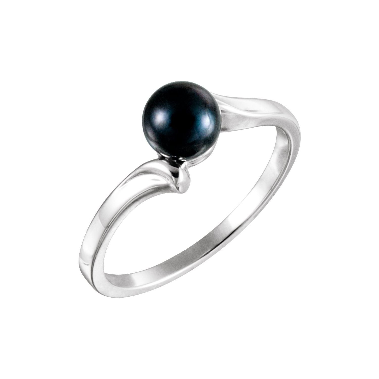 Black Akoya Pearl Ring in 14K White Gold