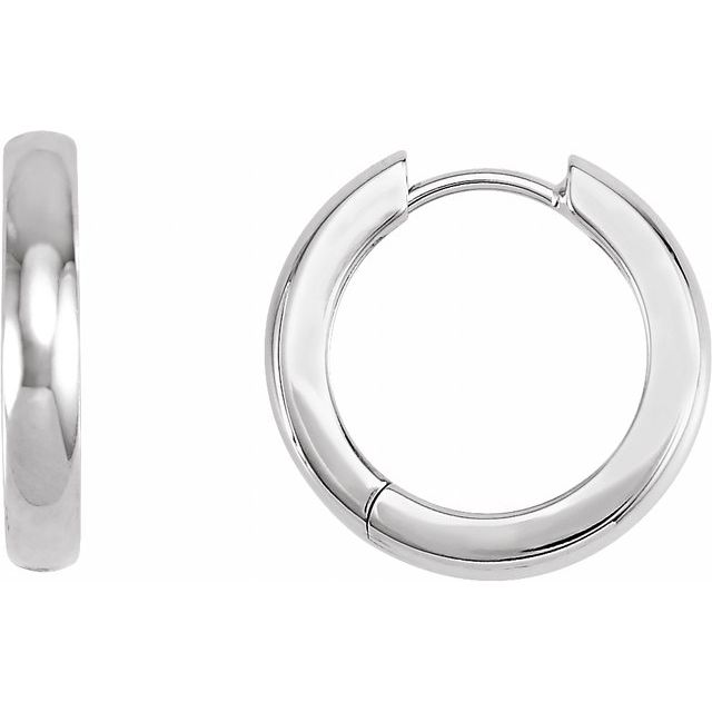medium hinged gold hoop earrings in 14k white gold, 17.5 mm
