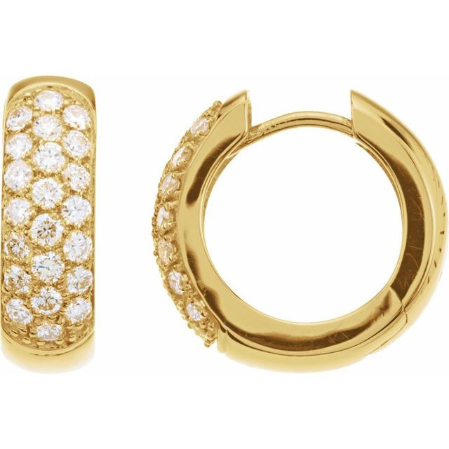 pave lab-grown diamond hoop earrings in 14k yellow gold