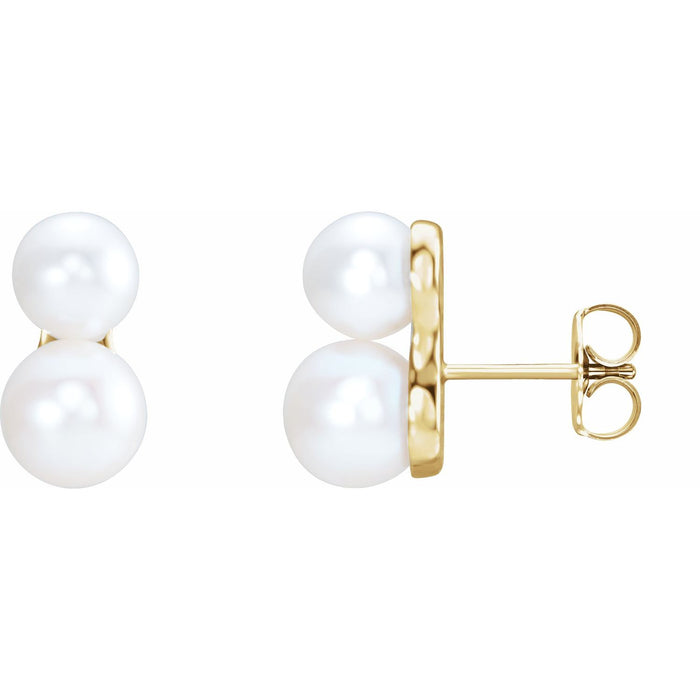 Cultured Freshwater Pearl ear climber earrings in 14K Yellow Gold