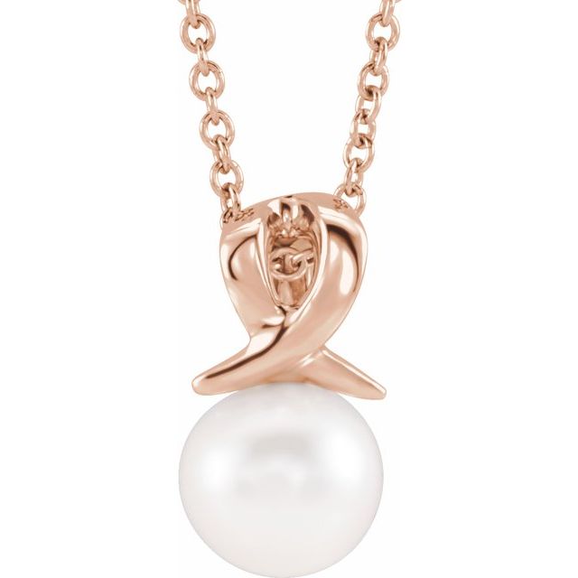 freshwater pearl bypass necklace in 14k rose gold