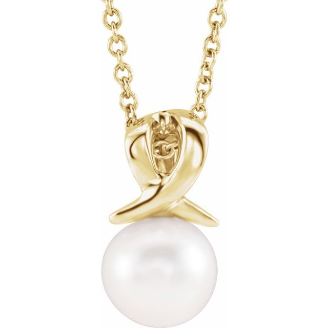 freshwater pearl bypass necklace in 14k yellow gold