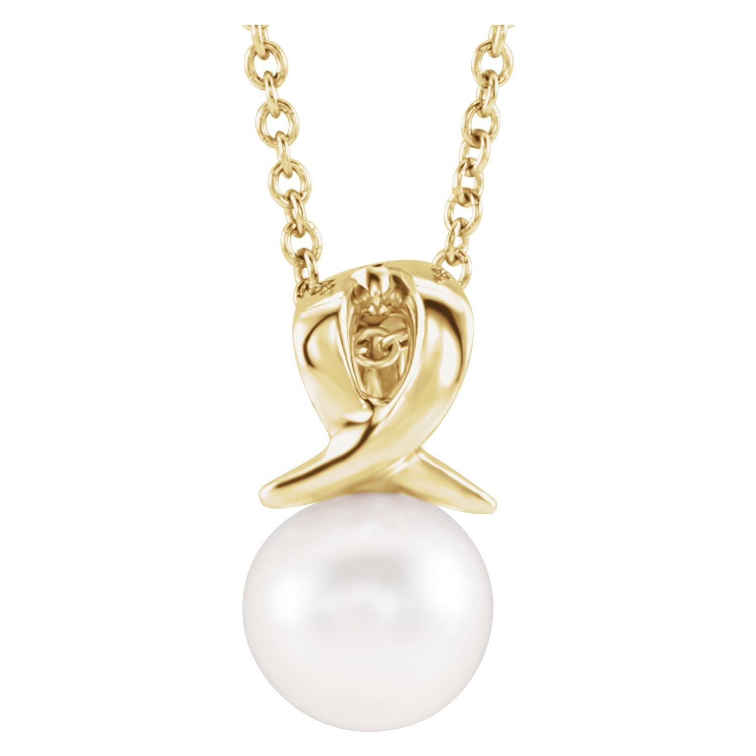 Freshwater Pearl Bypass Necklace in 14K Yellow Gold