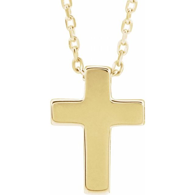 petite cross slide pendant in 14k yellow gold