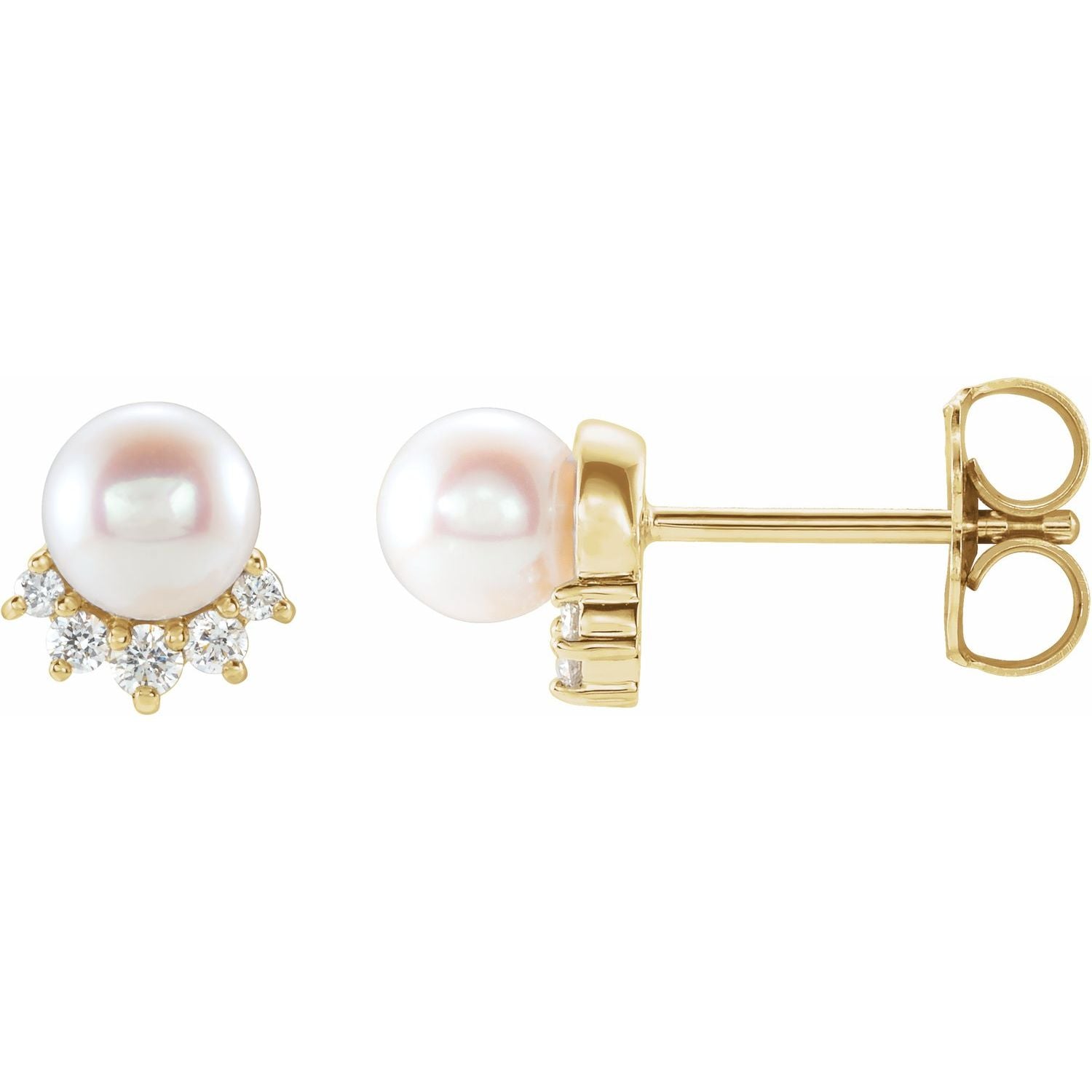 June Freshwater Pearl Diamond Drop Earrings (0.08 ct tw) in 14k Yellow Gold