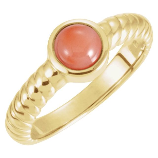 Round Opal Rope Bezel-Set Ring