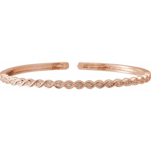 diamond beaded stackable bangle bracelet in 14k rose gold