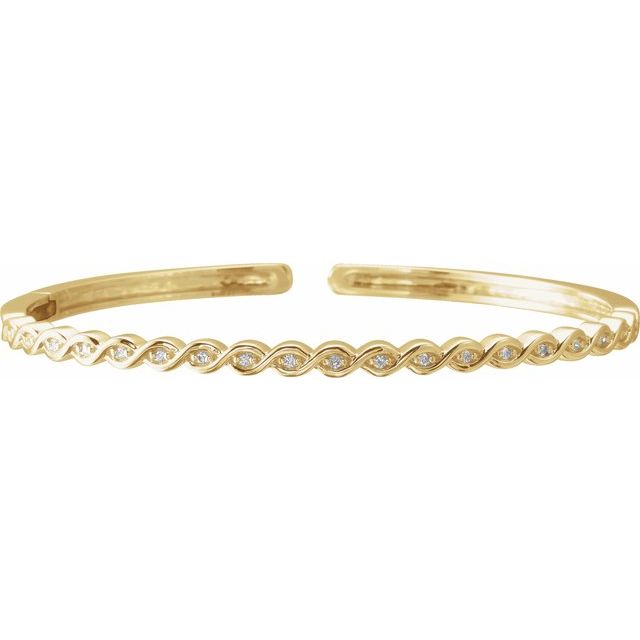 diamond beaded stackable bangle bracelet in 14k yellow gold