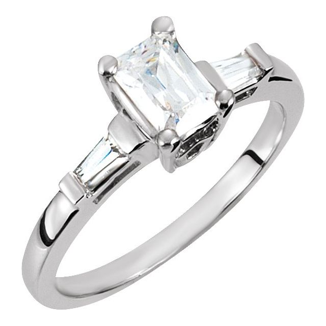 2.0 ct Emerald Lab-Grown Diamond Baguette-Accented Engagement Ring