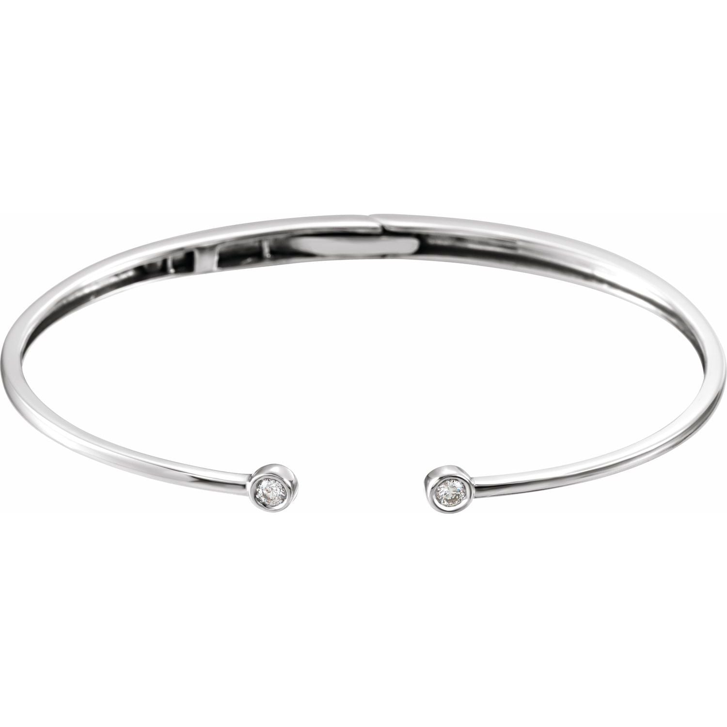 14K White Gold hinged with diamond accents diamond cuff bracelet