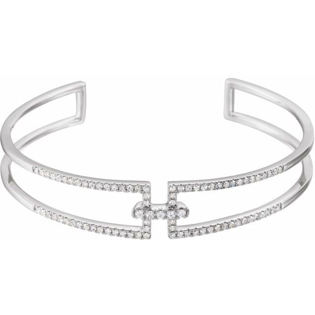 statement diamond cuff bracelet in 14k white gold