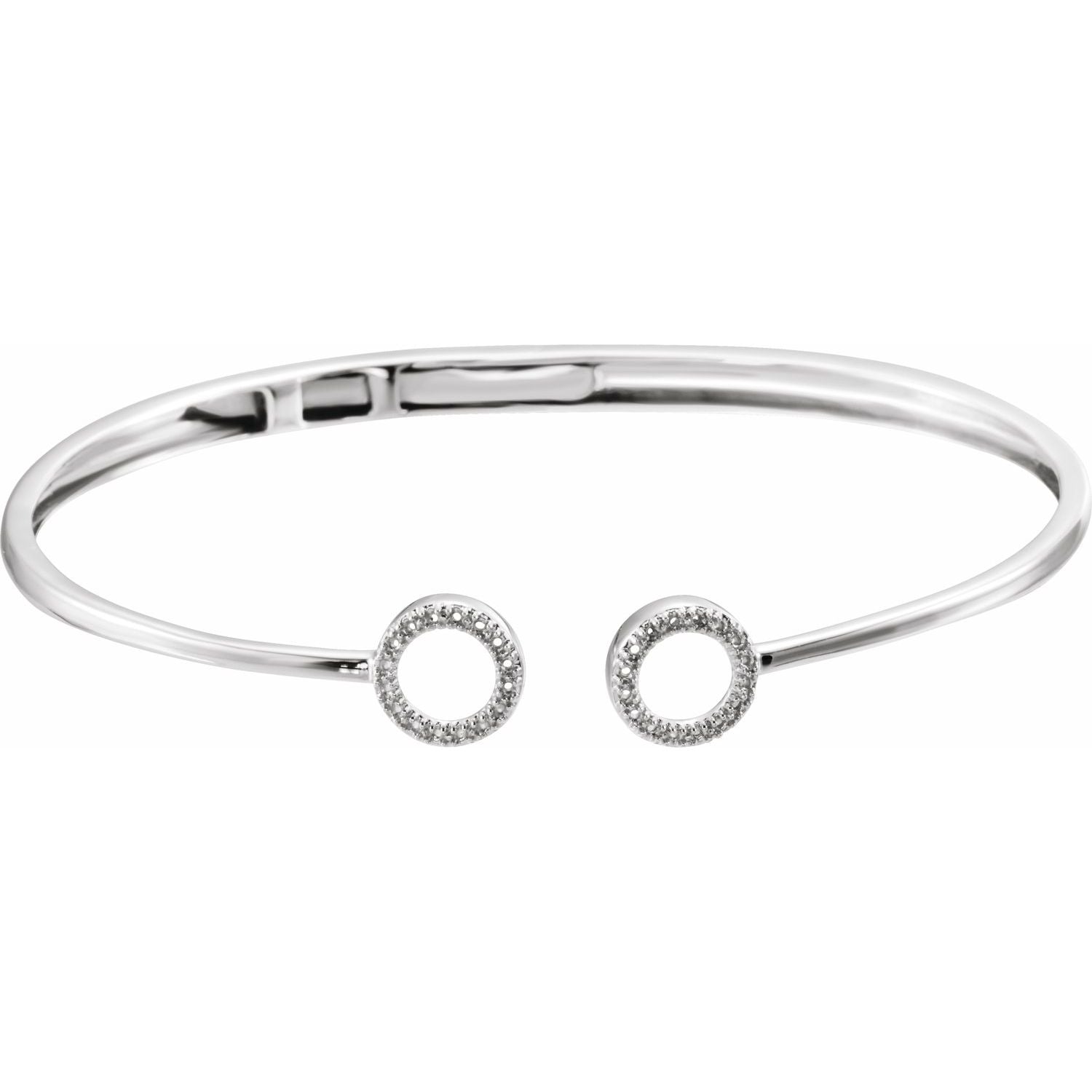 14K White Gold hinged with diamond accents diamond cuff bracelet