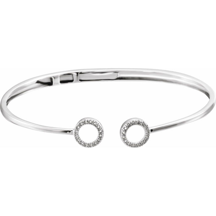 14K White Gold hinged with diamond accents diamond cuff bracelet