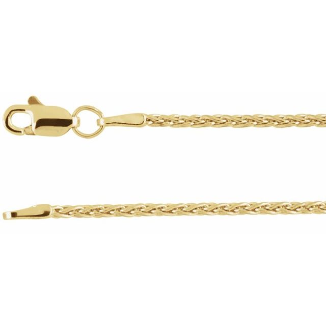 1.5mm wheat chain necklace in 14k yellow gold, 16 inch