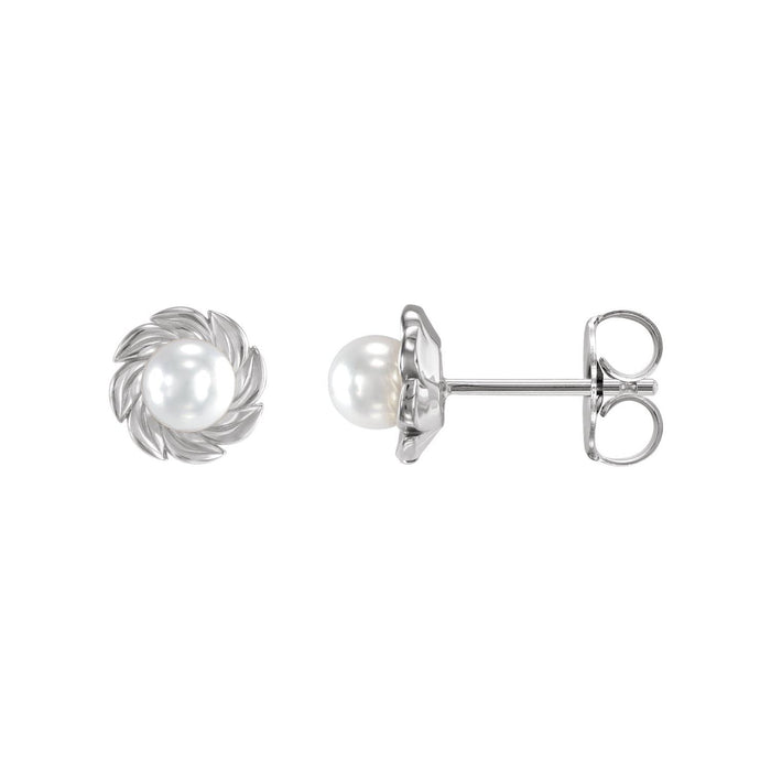 akoya cultured pearl stud earrings in 14k white gold