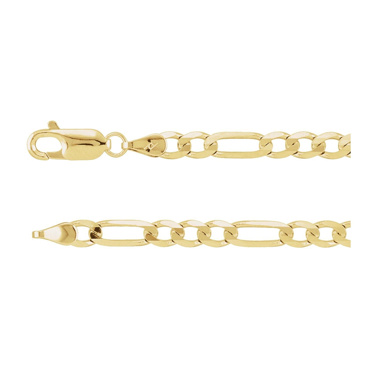 4mm figaro chain necklace in 14k yellow gold