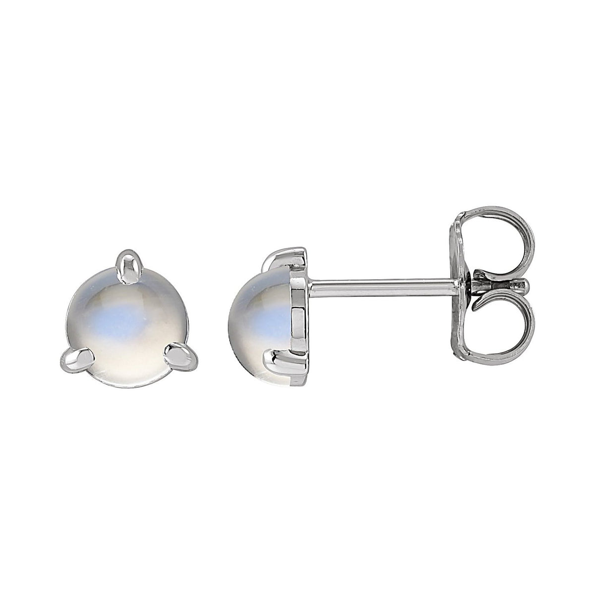 5 mm Rainbow Moonstone Stud Earrings in 14K White Gold
