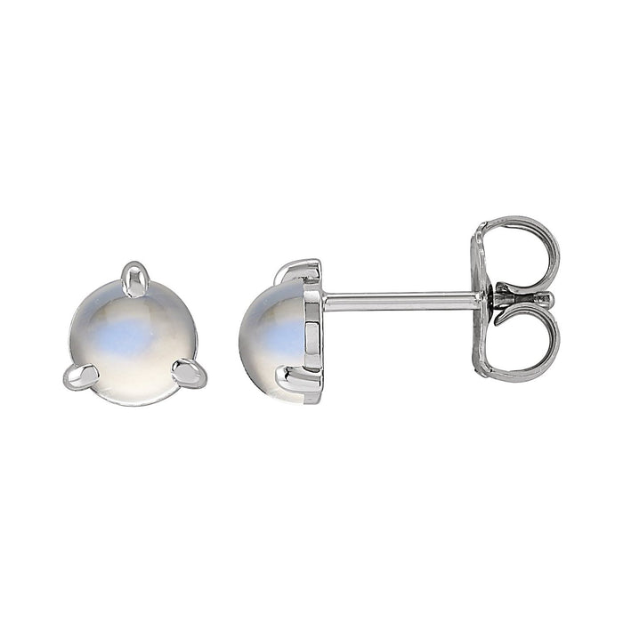5 mm Rainbow Moonstone Stud Earrings in 14K White Gold