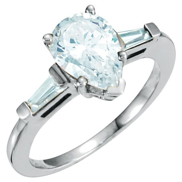 0.7 ct Pear Lab-Grown Diamond V-Tip Baguette-Accented Engagement Ring