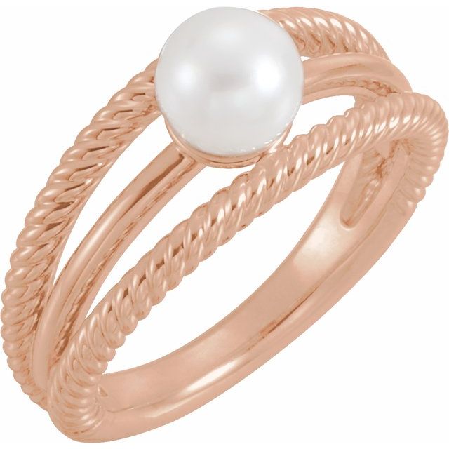 negative-space cultured pearl ring in 14k rose gold