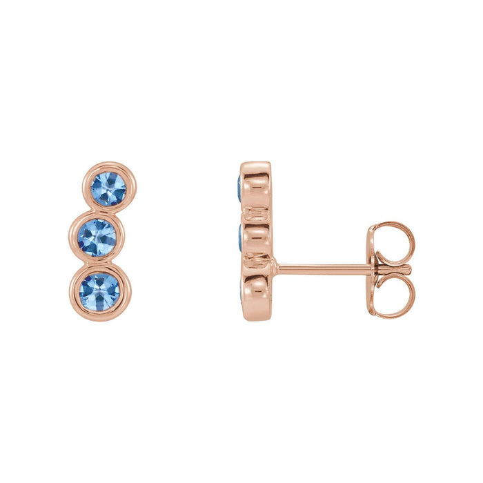 Ear Climber Natural Aquamarine Earrings in 14K Rose Gold