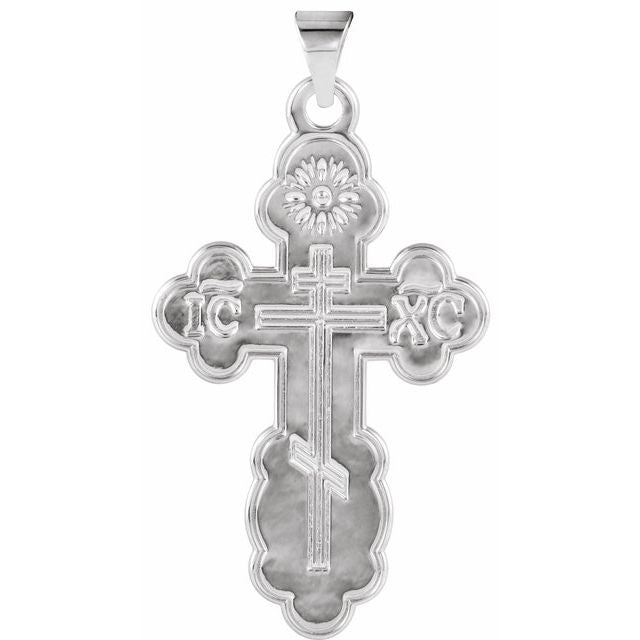 st. olga orthodox cross pendant in 14k white gold