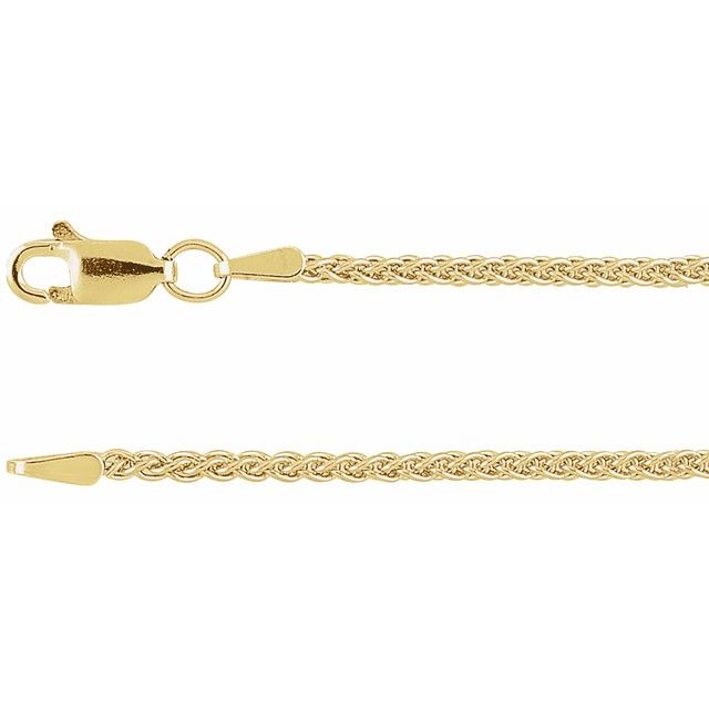 1.8mm wheat chain necklace in 14k yellow gold, 16 inch