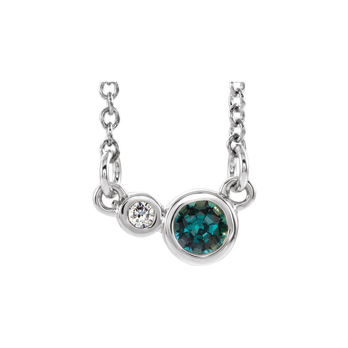 14K White Gold Lab-Grown Alexandrite Lab-Grown Alexandrite & Diamond Necklace