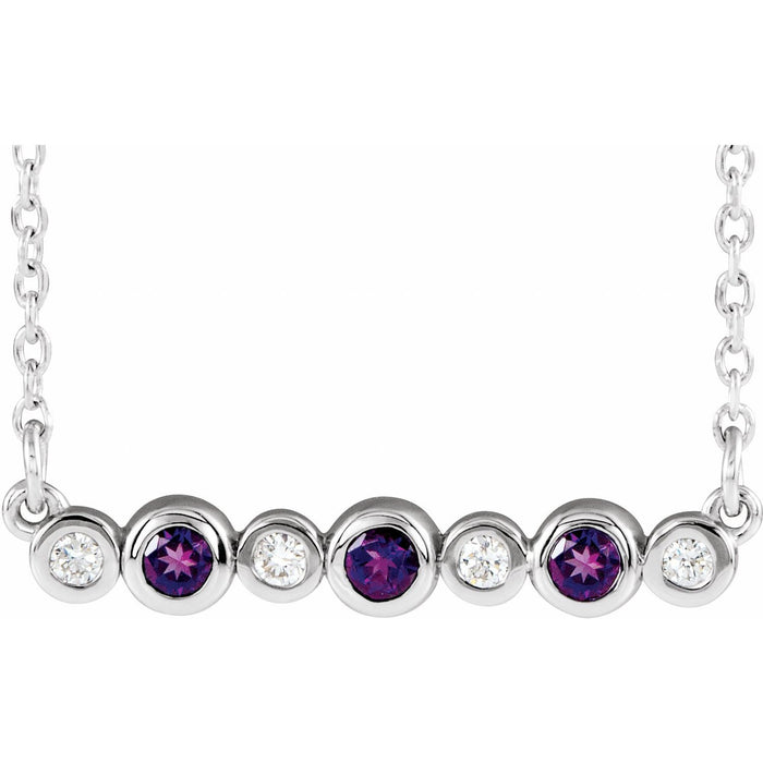 amethyst diamond bezel pendant, 14K White Gold