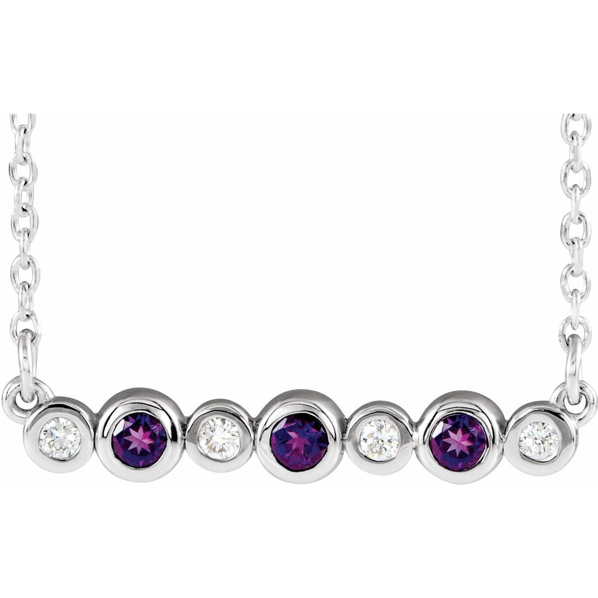 Amethyst & Diamond Bezel Pendant