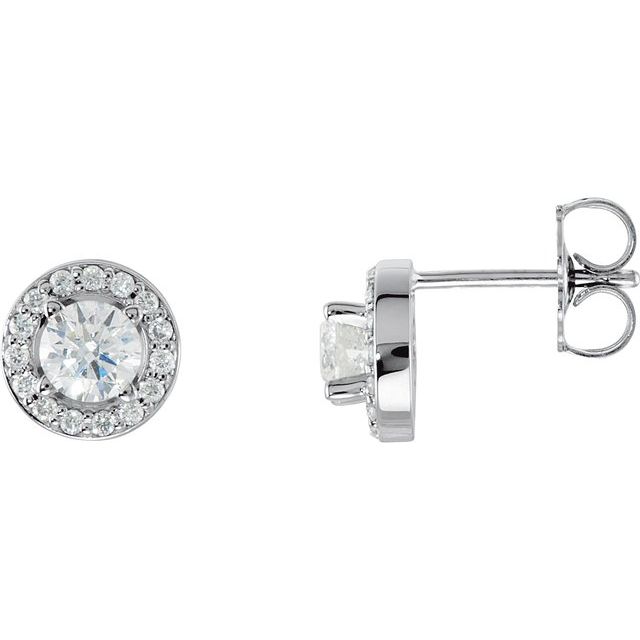 round lab-grown diamond halo stud earrings in 14k white gold