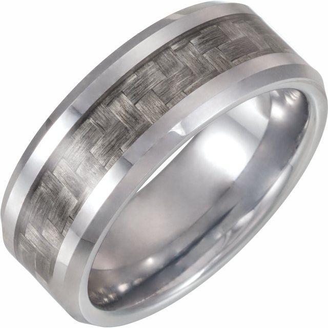 tungsten 8mm carbon fiber inlay men's wedding band