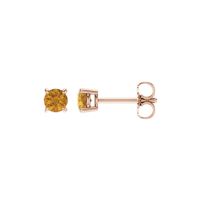 14K Rose Gold natural citrine round earrings