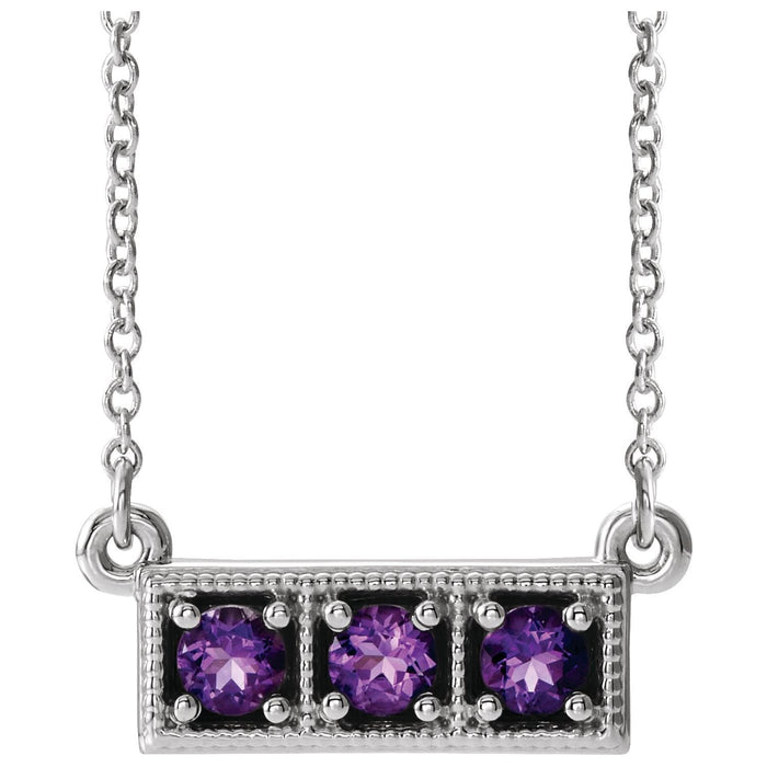 Amethyst Three-Stone Bar Pendant