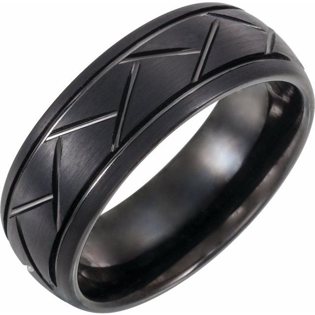 black tungsten 8mm patterned men's wedding band
