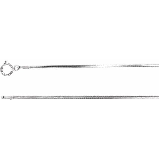 1mm snake gold chain necklace in 14k white gold, 18 inch