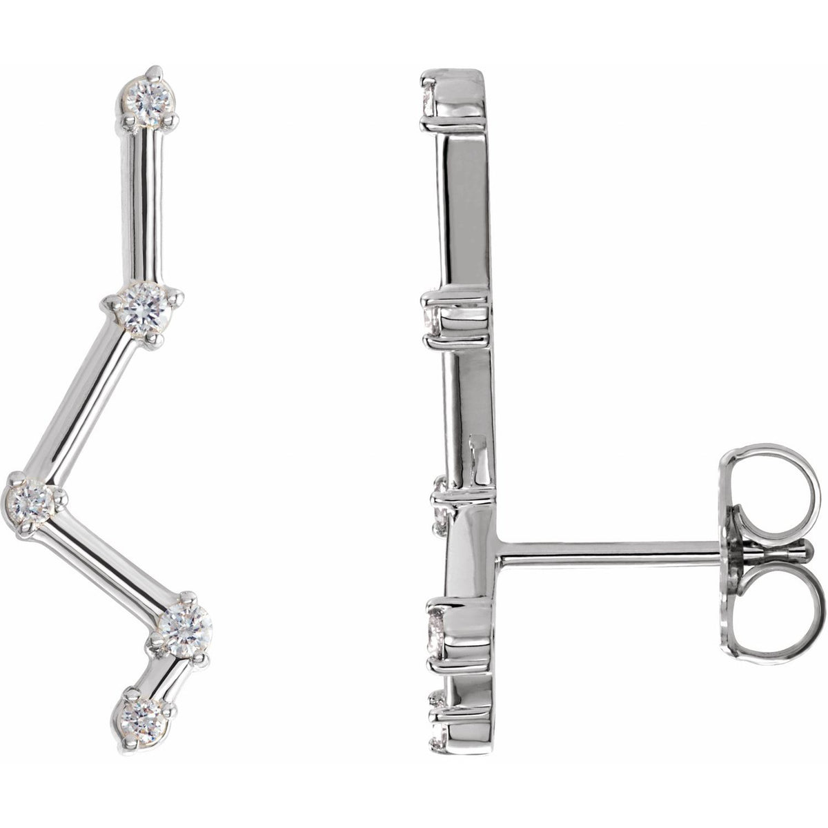 14K White Gold 1/10 ct tw Diamond Constellation Ear Climbers diamond earrings