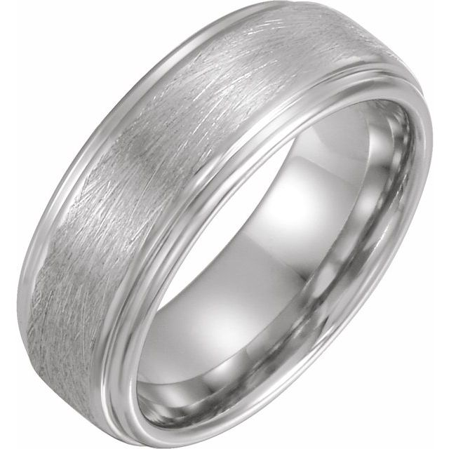 cobalt 8mm stepped-edge brushed men's wedding band