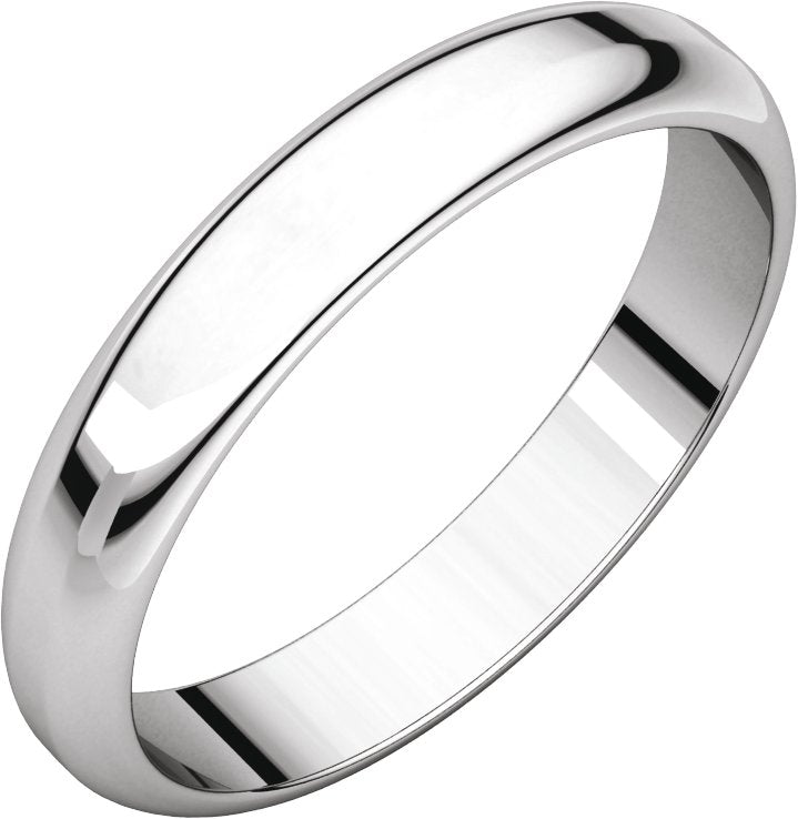 3.5mm half round wedding band in 18K White Gold