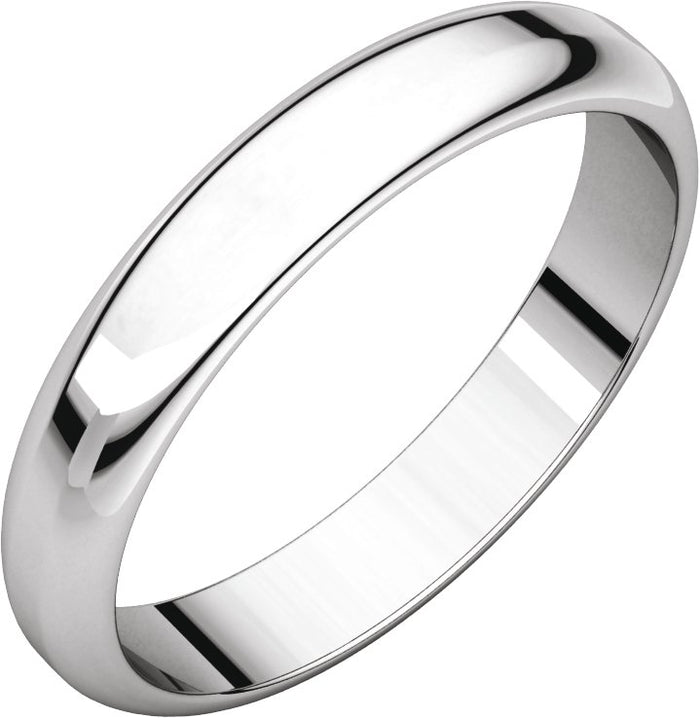 3.5mm half round wedding band in 18K White Gold