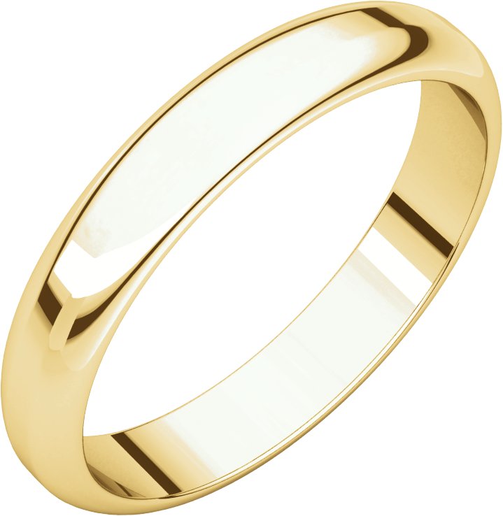 3.5mm half round wedding band in 14K Yellow Gold