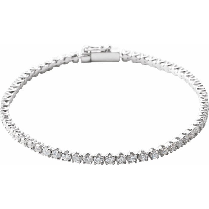 14K White Gold round natural diamond tennis bracelet