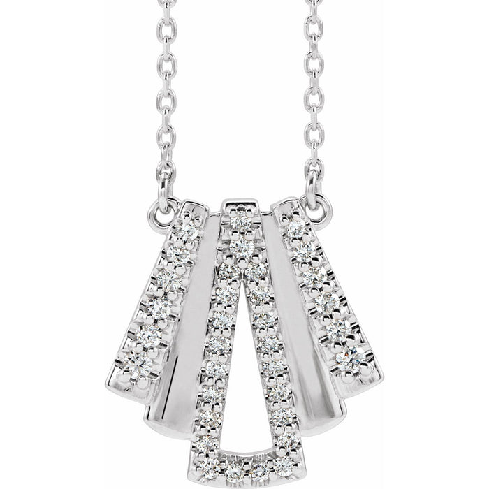 14K White Gold 1/4 ct natural diamond art deco pendant necklace