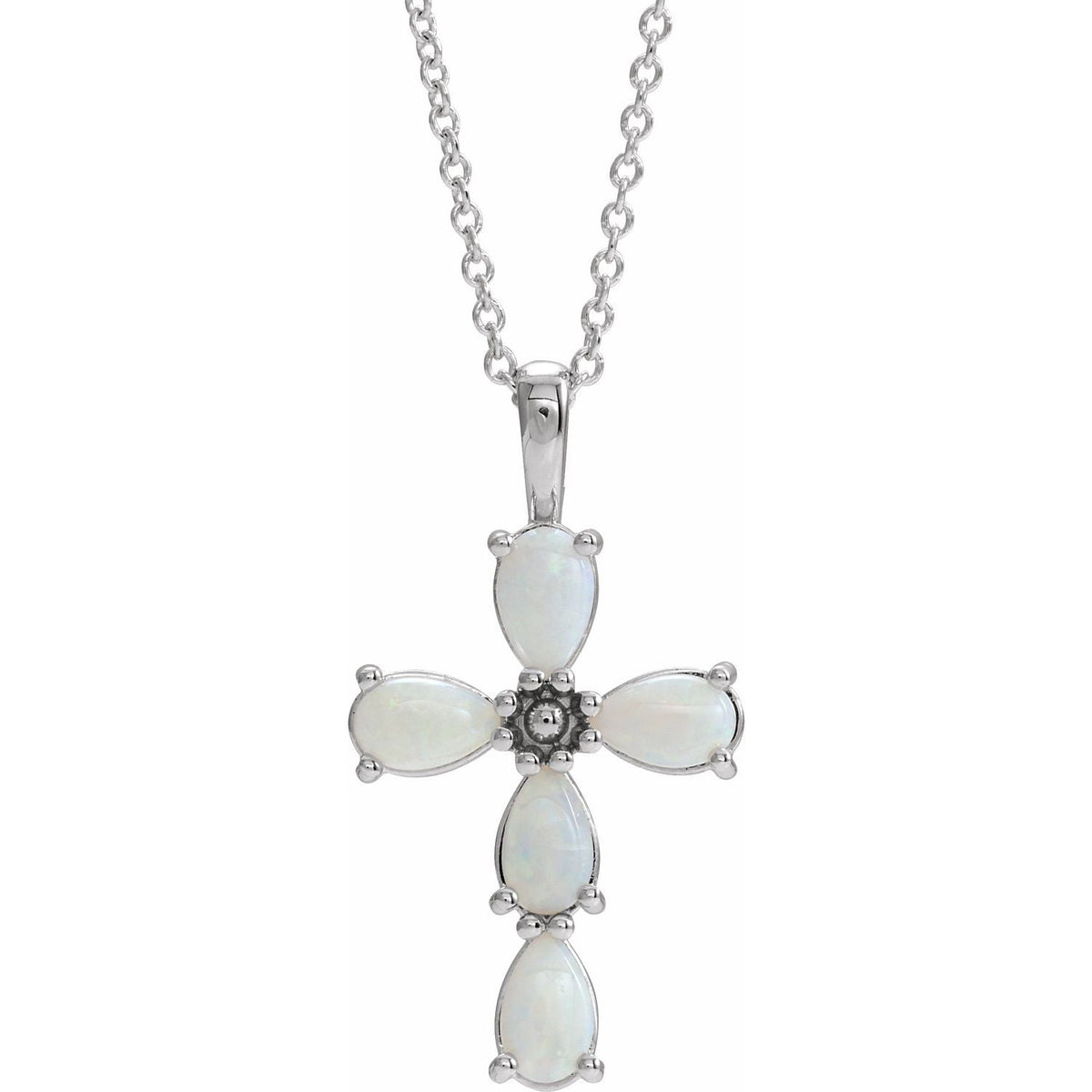 Opal Cabochon Cross Pendant