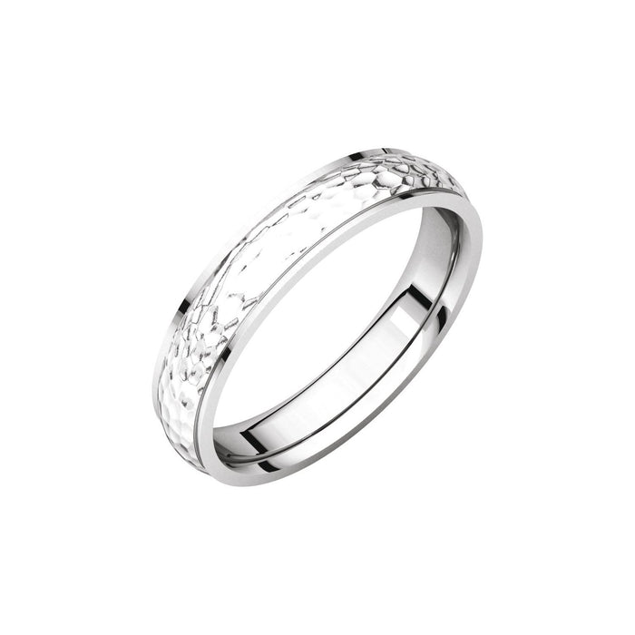 white gold stepped-edge comfort-fit half round women's wedding band